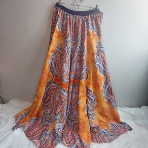 Lucky and coco orange paisley boho maxi skirt Large